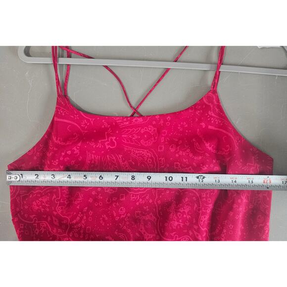 Vintage Red Paisley Slip Dress Y2K Strappy Maxi, Boho Festival Style Size 11 - Picture 7 of 10